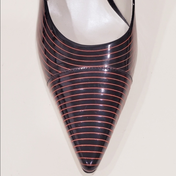 BCBGirls Black & Red Striped Patent Leather Stilettos- Like New - Picture 5 of 15